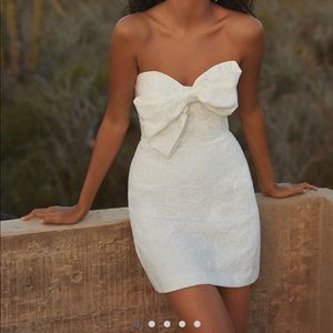 Hutch white eyelet bow mini strapless dress
